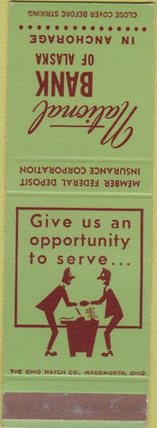 Matchbook Cover - First National Bank Anchorage AK SAMPLE