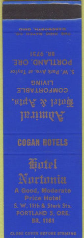 Matchbook Cover - Admiral Hotel Apartments Portland OR SAMPLE