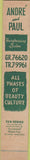 Matchbook Cover - Andre Paul Overbrook Park PA Hair Salon 10 Strike