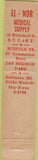 Matchbook Cover - El Nor Medical Supply New York City 12 Strike