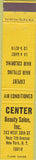 Matchbook Cover - Center Beauty Salon New York City yellow 12 Strike