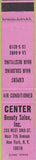 Matchbook Cover - Center Beauty Salon New York City pink 12 Strike