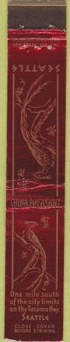 Matchbook Cover - China Pheasant Seattle WA 10 Strike