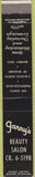 Matchbook Cover - Garry's Beauty Salon Beverly Hills CA 10 Strike