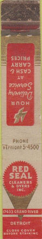 Matchbook Cover - Red Seal Cleaners Dyers Detroit MI WORN 10 Strike