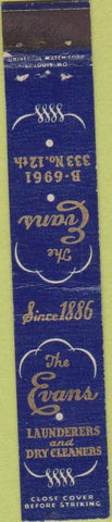 Matchbook Cover - The Evans Laundry NO TOWN 10 Strike