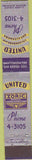 Matchbook Cover - United Laundry Dry Cleaning Des Moines IA WEAR 10 Strike