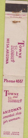 Matchbook Cover - Town and Resort Mesa AZ Women's Clothes 10 Strike