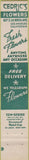 Matchbook Cover - Cedric's Flowers Los Angeles CA 10 Strike