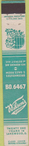 Matchbook Cover - Wilson's Flowers Lakewood OH 10 Strike