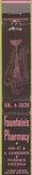 Matchbook Cover - Fountain's Pharmacy Drug Phoenix AZ 10 Strike