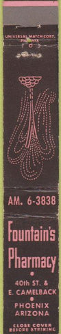 Matchbook Cover - Fountain's Pharmacy Drug Phoenix AZ 10 Strike