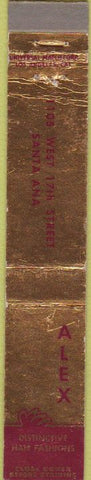 Matchbook Cover - Alex Hair Fashions Santa Ana CA 10 Strike