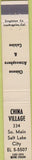 Matchbook Cover - China Village Salt Lake City 10 Strike