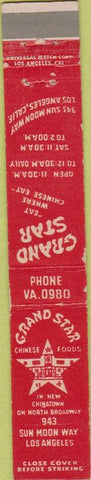 Matchbook Cover - Grand Star Chinese Foods Los Angeles CA 10 Strike