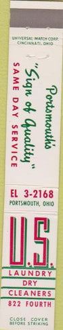 Matchbook Cover - Us Laundry Dry Cleaning Portsmouth OH 10 Strike