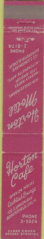 Matchbook Cover - Horton Cafe Bakersfield CA 10 Strike