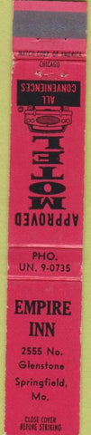 Matchbook Cover - Empire Inn Springfield MO 10 Strike