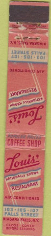 Matchbook Cover - Louis' Restaurant Niagara Falls NY 10 Strike