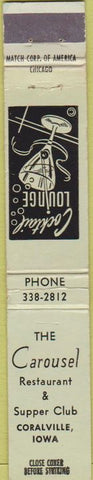Matchbook Cover - The Carousel Restaurant Coralville IA WEAR 10 Strike