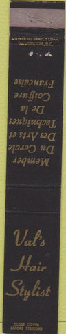 Matchbook Cover - Val's Hair Stylist Arlington Falls Church VA 10 Strike