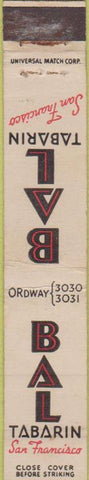 Matchbook Cover - Bal Tabarin San Francisco CA night club 10 Strike