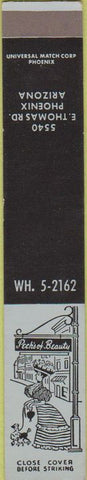 Matchbook Cover - Peck's of Beauty Phoenix AZ girlie SAMPLE salon 10 Strike