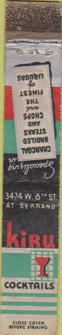 Matchbook Cover - Kiru Cocktails Liquors Los Angeles CA WORN 10 Strike