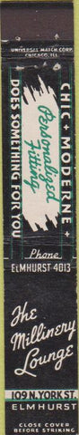 Matchbook Cover - Millinery Lounge Elmhurst IL women's clothes girlie 10 Strike