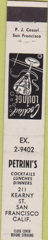 Matchbook Cover - Petrini's San Francisco CA white 10 Strike