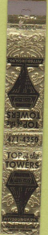 Matchbook Cover - Top of the Towers Pittsburgh PA 10 Strike