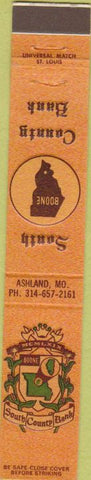 Matchbook Cover - South County Bank Ashland MO 10 Strike