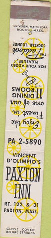 Matchbook Cover - Paxton Inn Paxton MA 10 Strike