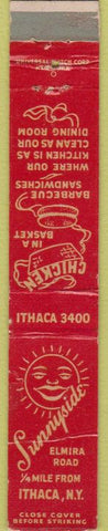 Matchbook Cover - Sunnyside Restaurant BBQ Ithaca NY WEAR 10 Strike