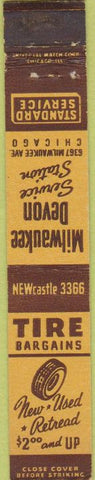 Matchbook Cover - Milwaukee Devon il gas Chicago IL Tires 10 Strike