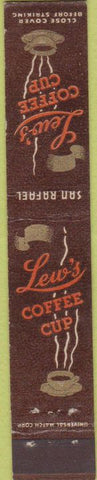 Matchbook Cover - Lew's Coffee Cup San Rafael CA 10 Strike