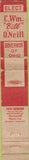 Matchbook Cover - Bill O'Neill for Governor Ohio OH WORN 10 Strike