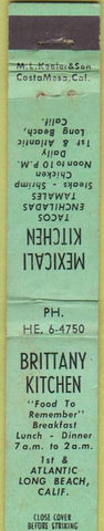 Matchbook Cover - Mexicali Kitchen mexican food Long Beach CA WEAR 10 Strike
