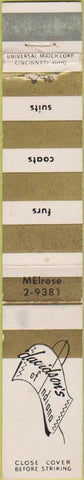 Matchbook Cover - Davidson's of Indiana Indianapolis IN 10 Strike