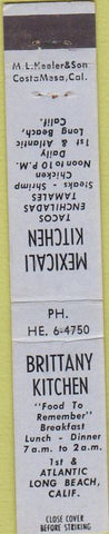 Matchbook Cover - Mexicali Kitchen mexican food Long Beach CA 10 Strike
