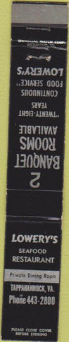 Matchbook Cover - Lowery's Seafood Tappahannock VA 10 Strike