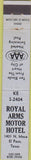 Matchbook Cover - Royal Arms Motor Hotel El Paso TX 10 Strike