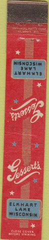 Matchbook Cover - Gessert's Elkhart Lake WI WORN 10 Strike