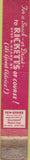 Matchbook Cover - Rickettts Restaurant Chicago IL WORN 10 Strike