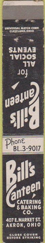Matchbook Cover - Bill's Canteen Akron OH 10 Strike