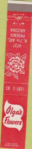 Matchbook Cover - Olga's Flowers Phoenix AZ 10 Strike