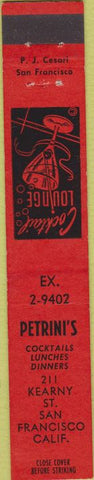 Matchbook Cover - Petrini's San Francisco CA red 10 Strike