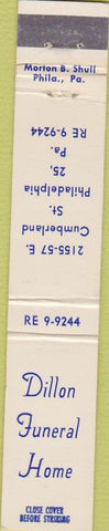 Matchbook Cover - Dillon Funeral Home Philadelphia PA 10 Strike