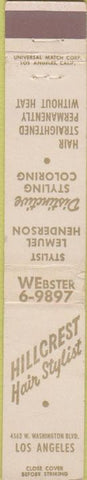 Matchbook Cover - Hillcrest Hair Stylist Salon Los Angeles CA WEAR 10 Strike