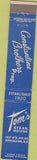 Matchbook Cover - Tom's Steak House Birmingham AL 10 Strike